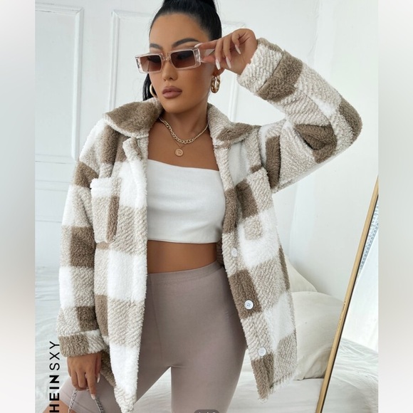 Brown & White Plaid Shacket - Picture 1 of 5